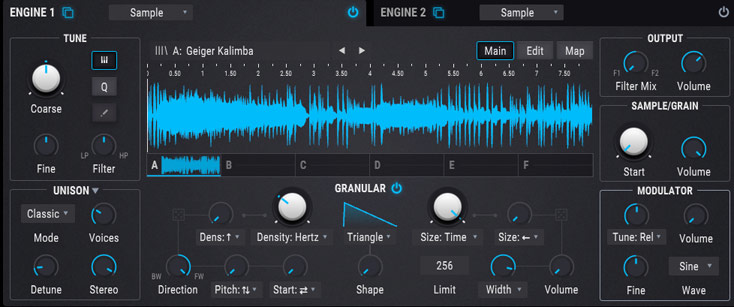 Pigments 2 sample engine with granular synthesis