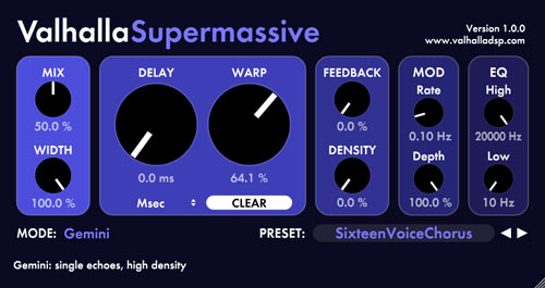 Valhalla Supermassive used for chrous effects
