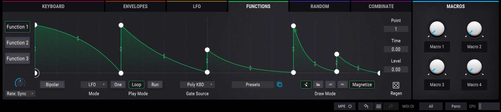 Arturia Pigments sound design - filter modulation with function 1 to 3 synth modulators