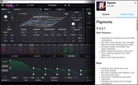 New Arturia Pigments 2 update v 2.0.1.837