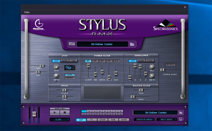 Stylus RMX presets for drums. Beat making plugin