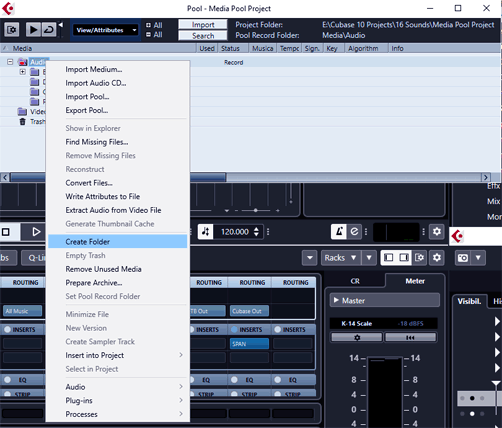 Cubase Media Pool - Create Folders and propper naming