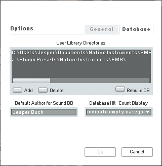 FM8 database user library directories