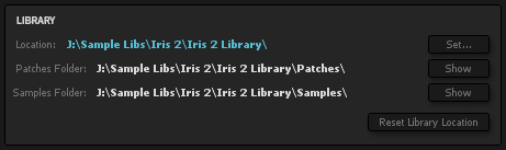 Izotope Iris 2 options library settings