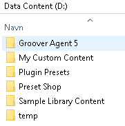 Sample Library and Preset folders