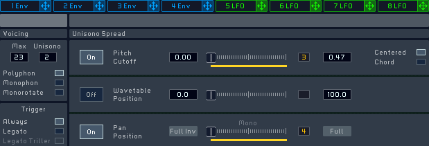 Massive Unison spread voicing tab - How to get a wider sound