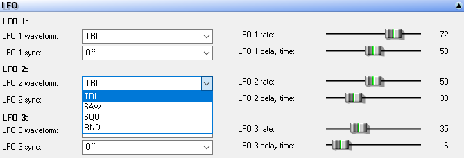 3 LFOs for moving sounds and impact