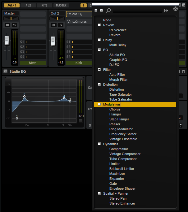 Groove Agent drum plugin - insert effects