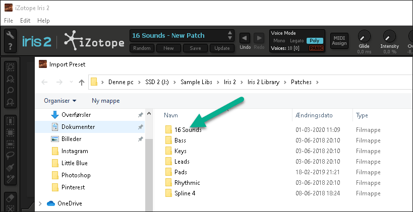 Izotope iris 2 preset content folder - user created folders