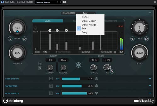 Cubase Multitap delay